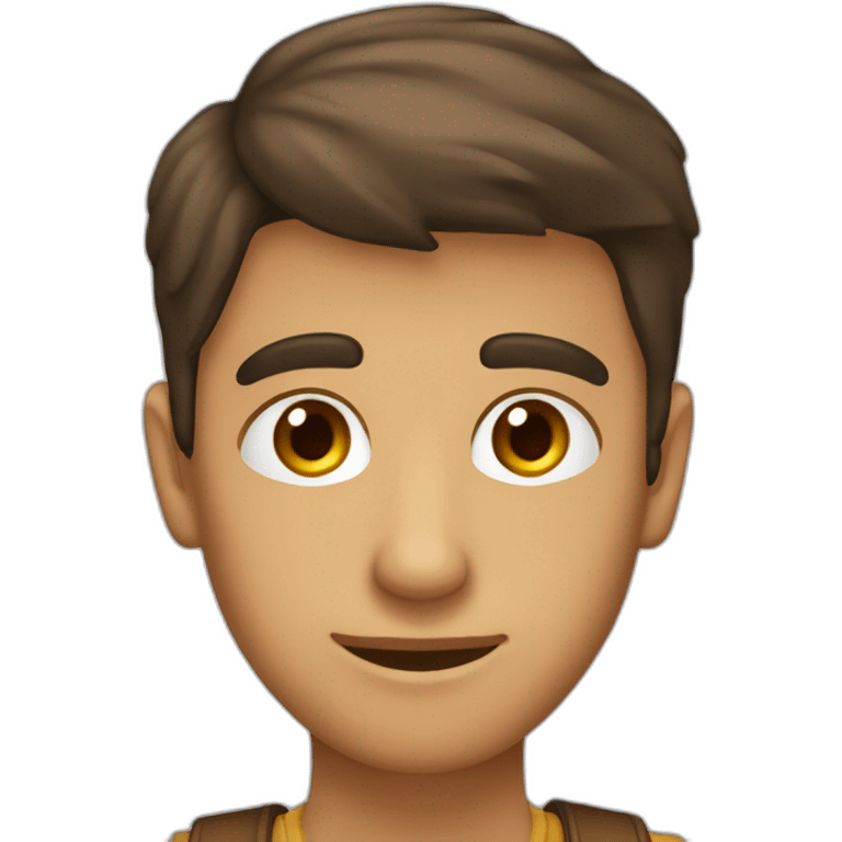 Hombre joven de ojos marrones y tupé castaño emoji