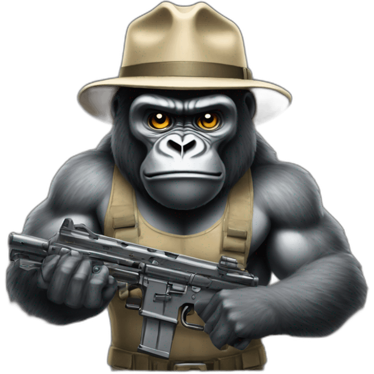 Buff Gorilla holding an M13 gun emoji