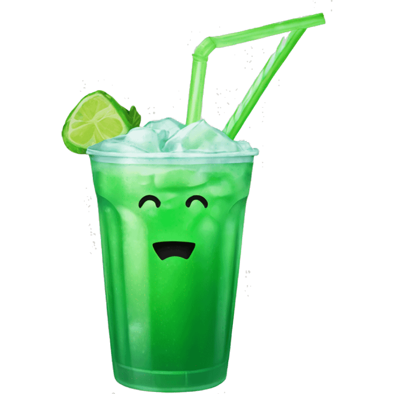 Green drink with straw and ice  emoji