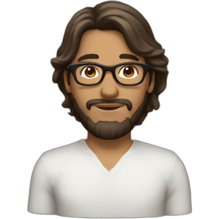 a guy with long brown hair, a black bandana, and rectangular glasses.  emoji