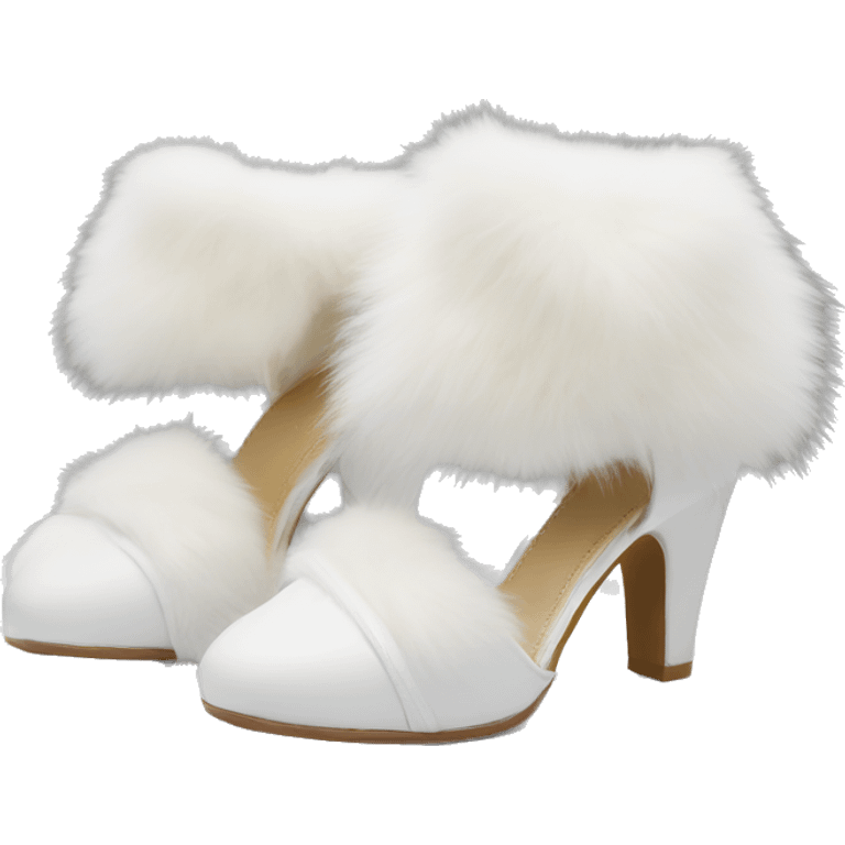 white faux top fur heels emoji