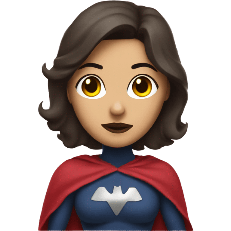 Brunette super-woman hero with mask emoji