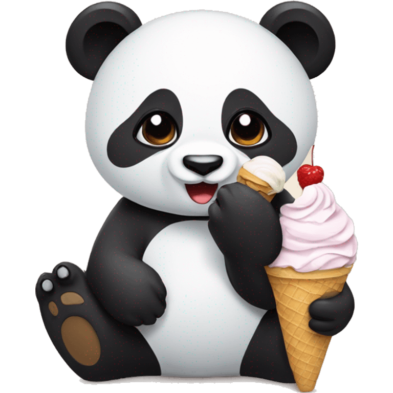 Panda eating ice cream emoji