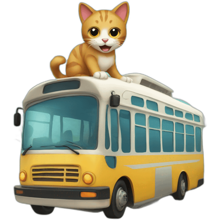 a cat on a bus by the island on a sunny day emoji