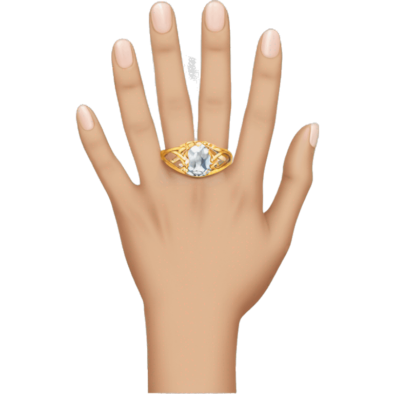 woman’s hand with ring on ring finger  emoji