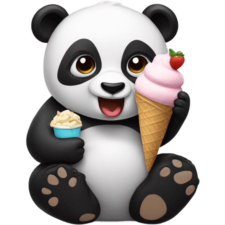 Panda eating ice cream emoji