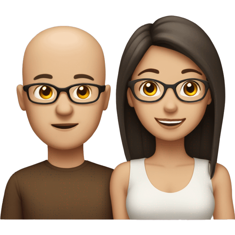 family of four, mom with glasses, dad bald little hair, two girls dark hair, brown hair emoji