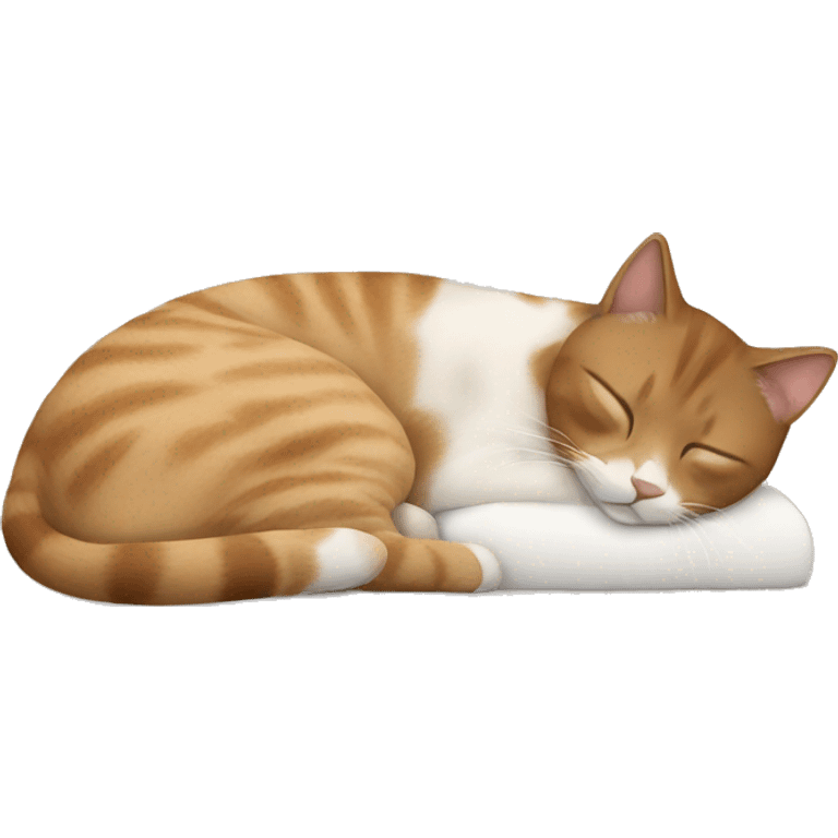 Beige cat sleeping with white girl with brown hair emoji