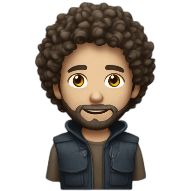 thief adult curly hair and beard white skin emoji