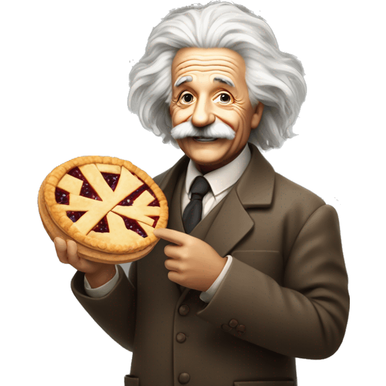 happy albert einstein holds pie chart in his hand emoji