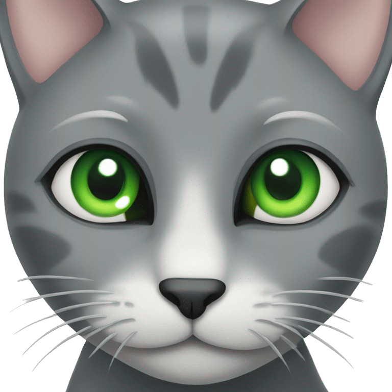 grey cat with green eyes emoji