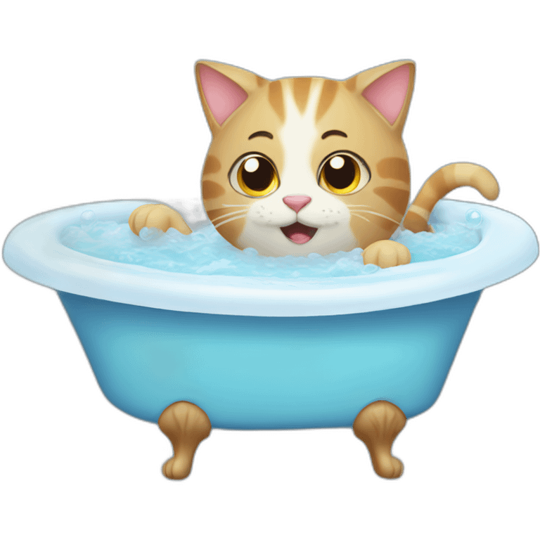 cat takes bath with bubbles emoji