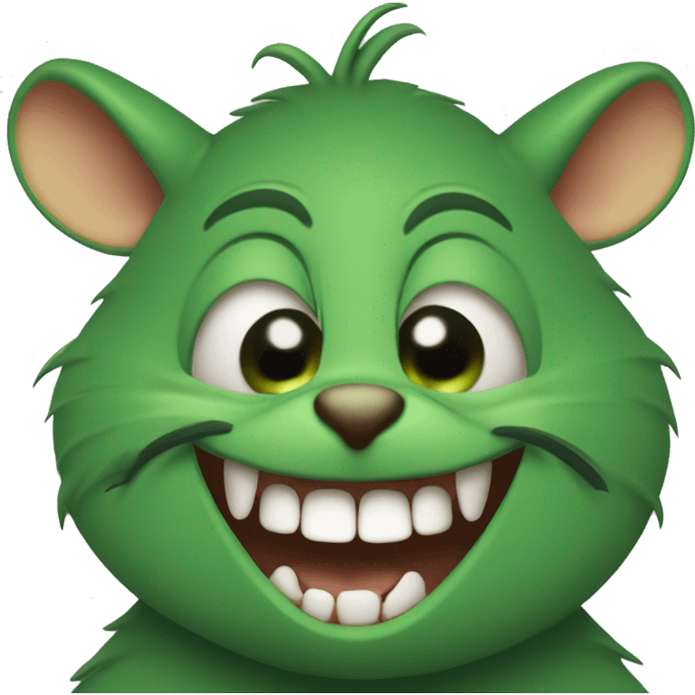 "Three" green rats evil laugh emoji