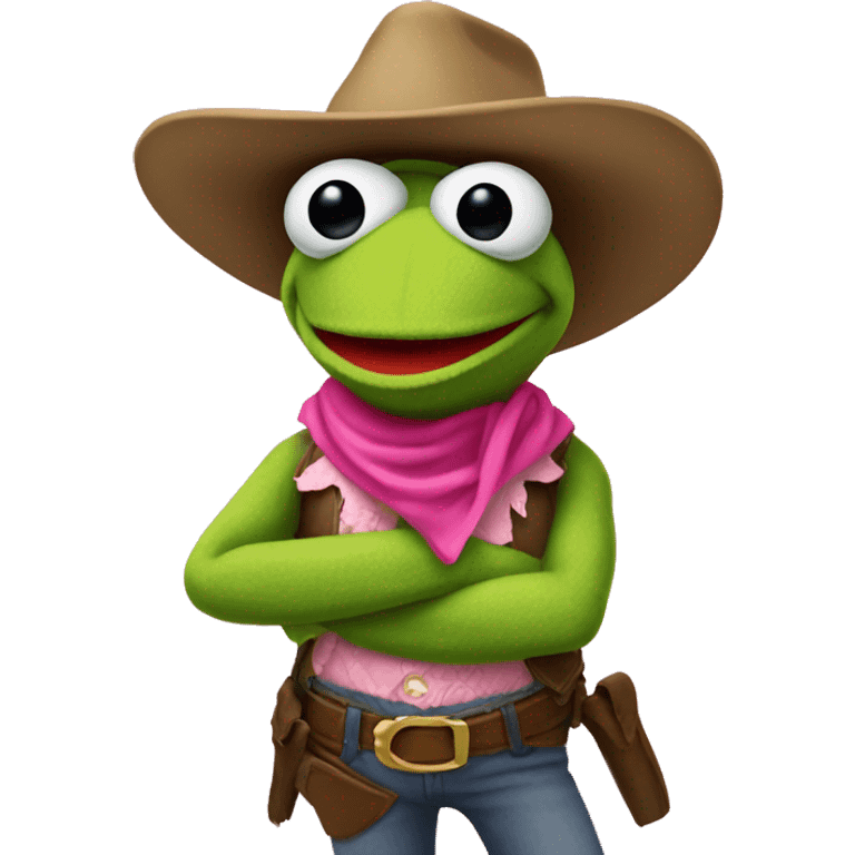 Kermit the frog as a pink cowboy  emoji