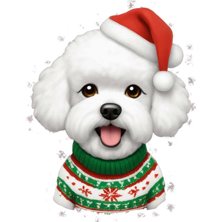 Bichon frise with Christmas sweater  emoji