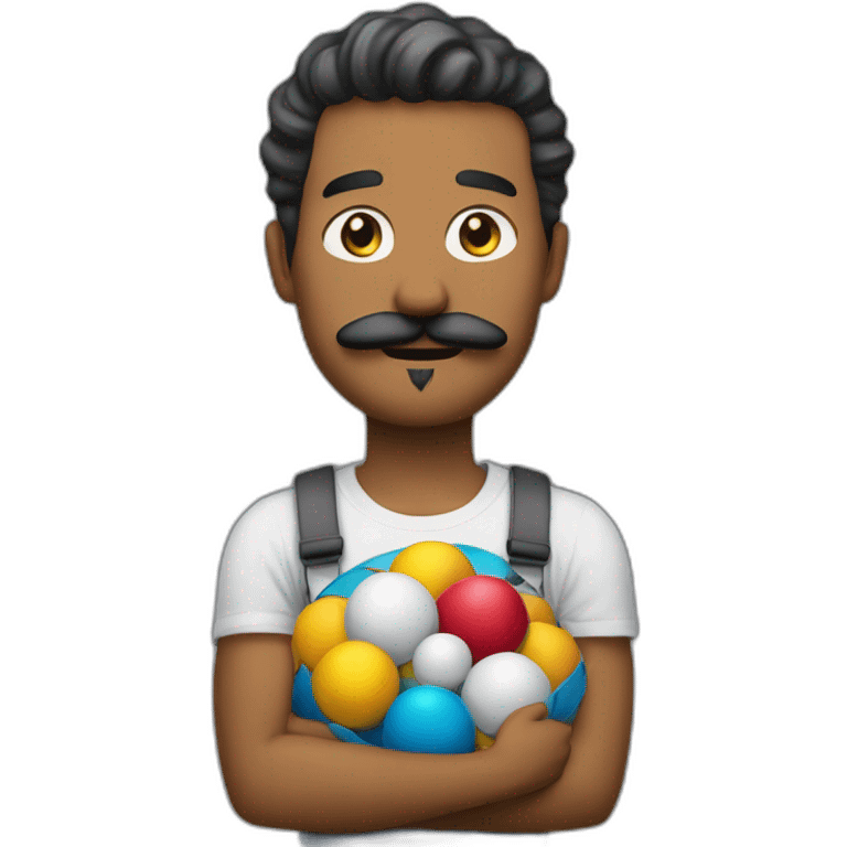  Expressivelyh strenuously carrying a lot of balls Man with mustache emoji