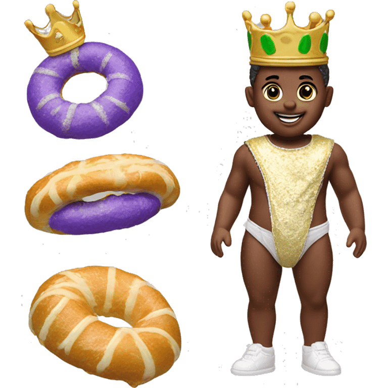 Realistic king cake full body small plastic baby . emoji