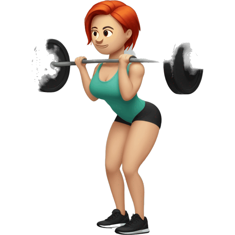 red-haired woman with undercut doing a deadlift emoji