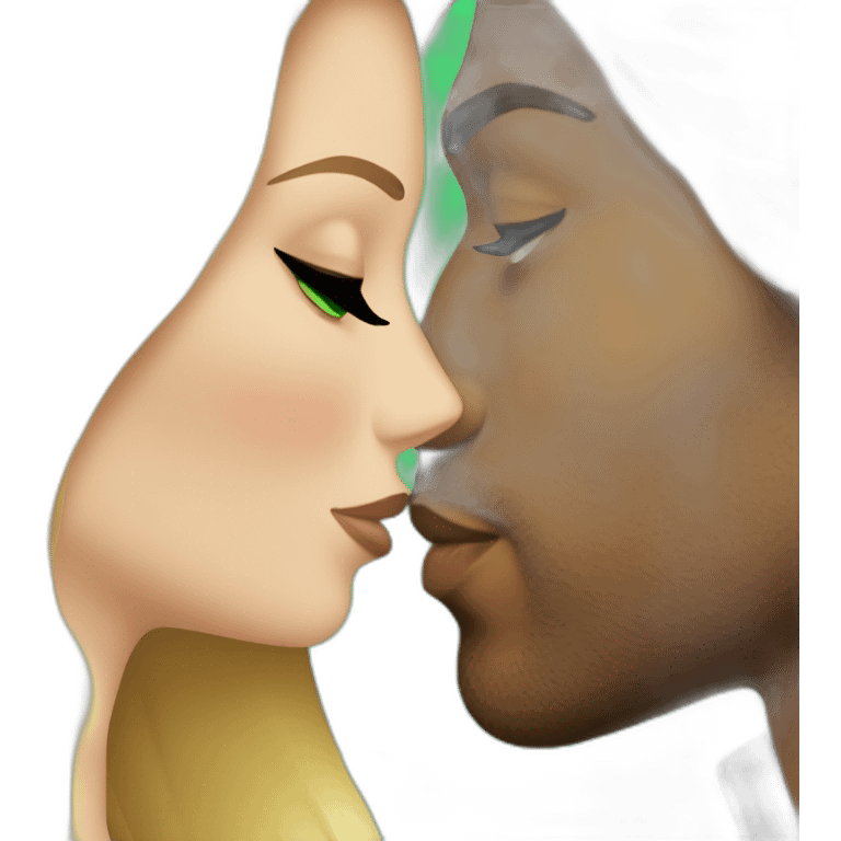 Romeo santos kissing blond woman, with green eyes and very long hair emoji