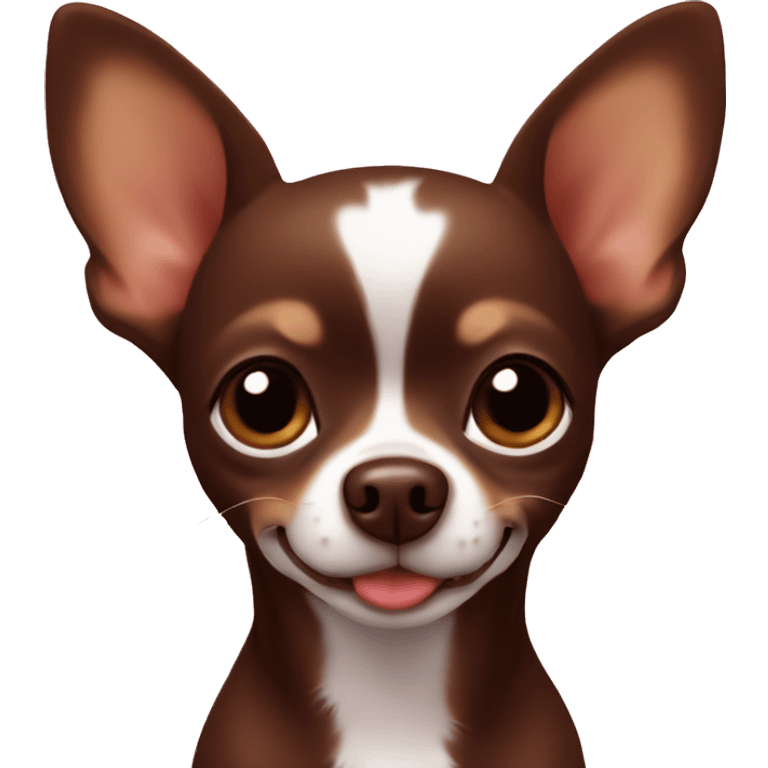 Chocolate brown chihuahua with heart emoji