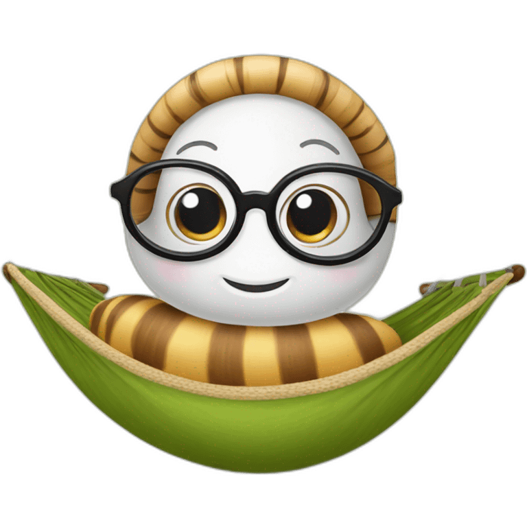 Female snail with glasses and a bun in a hammock emoji