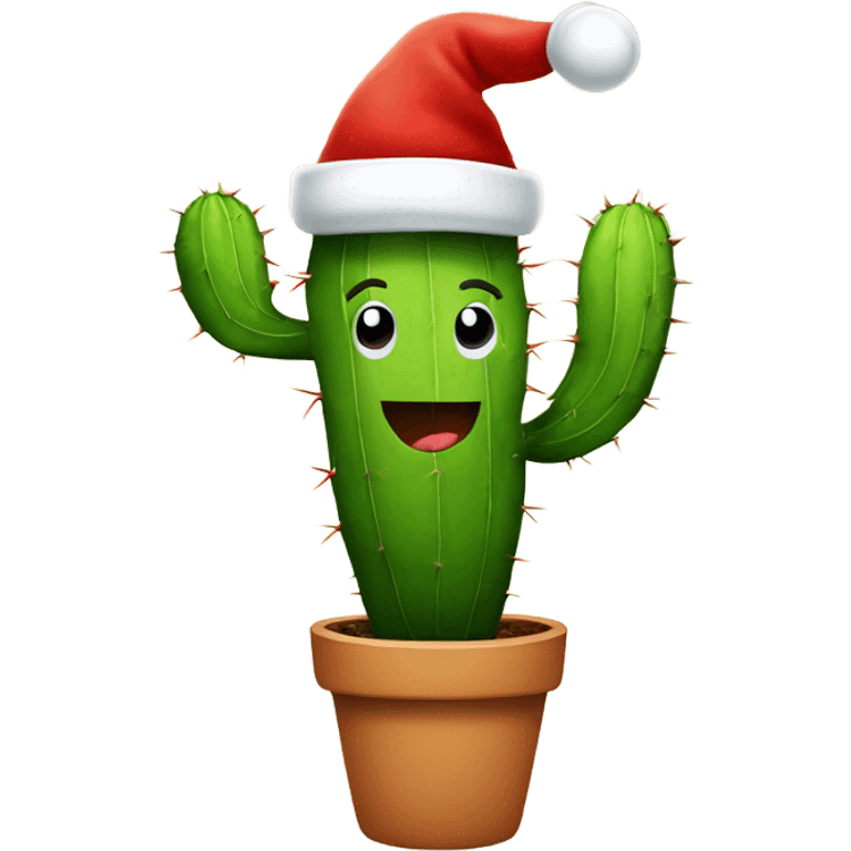 Happy Cactus with Santa Hat emoji