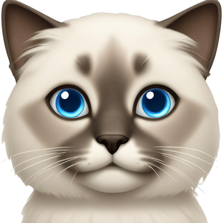 fluffy siamese cat with blue eyes emoji