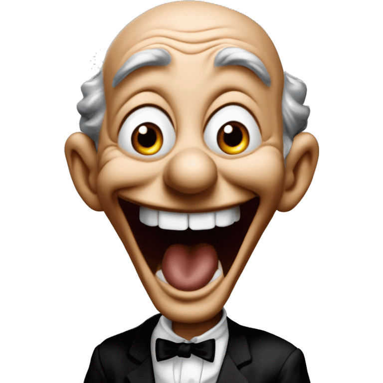 Laughing clever Oppenheimer in Uncle Scrooge style, oil paint, mysterious eyes, intricate lips, masterpiece pose, odd perspective, beautiful, desirable, logical emoji