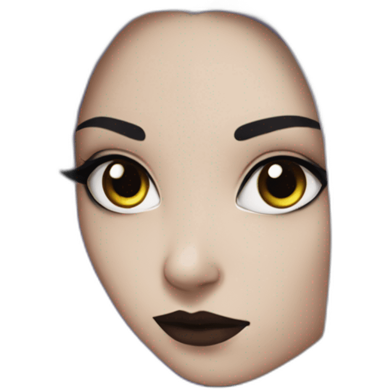 Raven Queen White gothic girl with long straight black hair and purple streak emoji