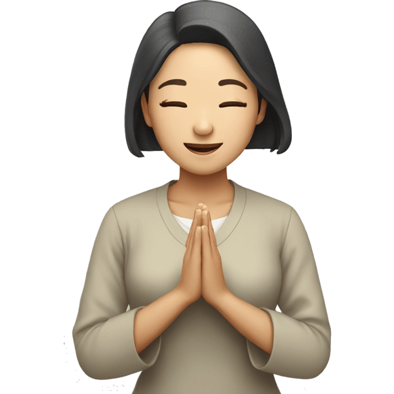 asian woman praying and smiling emoji