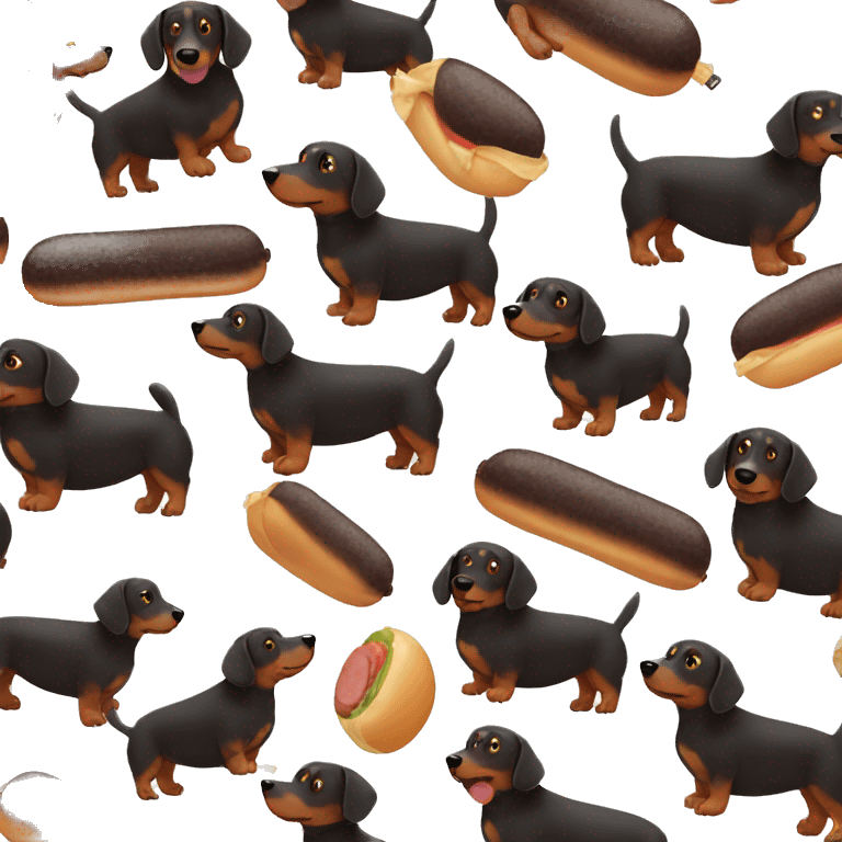 Fat black and brown sausage dog  emoji