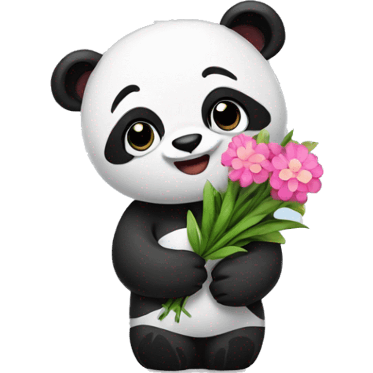 Panda holding flowers  emoji