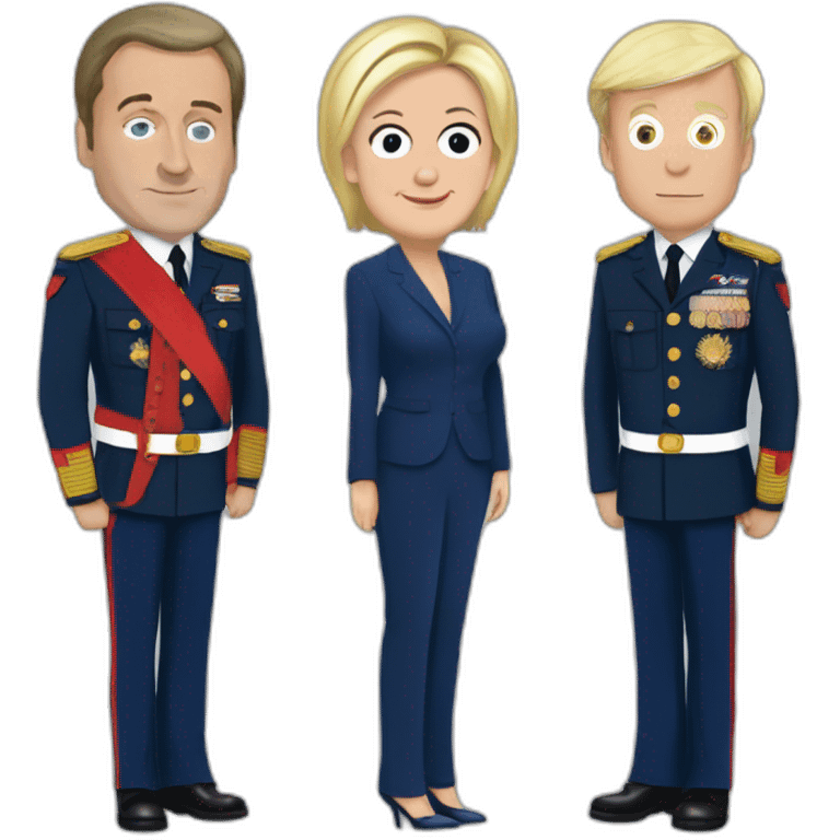 Marine le Pen Macron et Eric zemoure emoji