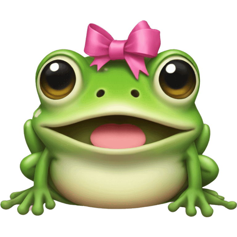 Frog with a pink bow on its head emoji