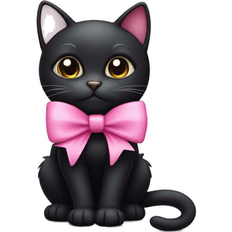 Black cat with pink bow emoji