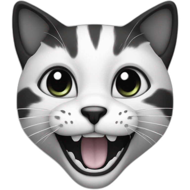 cat black and white smile emoji