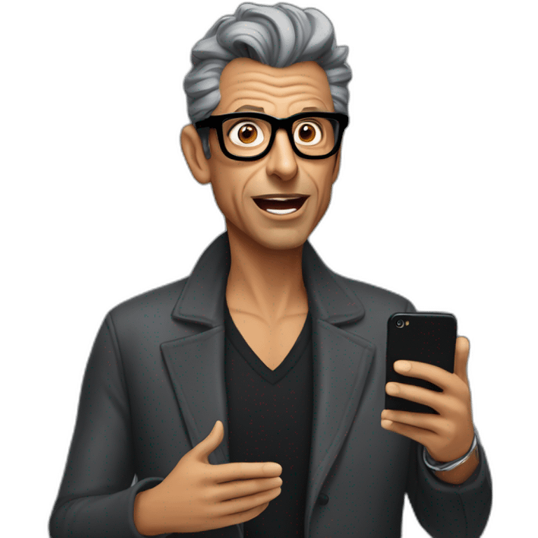 jeff goldblum with dark glasses in his hands and surprised face emoji