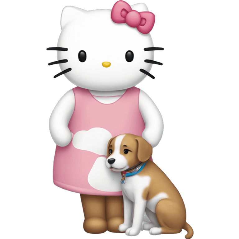 Hellokitty hugging a dog emoji