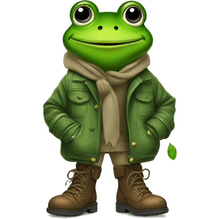 Frog wearing boots emoji