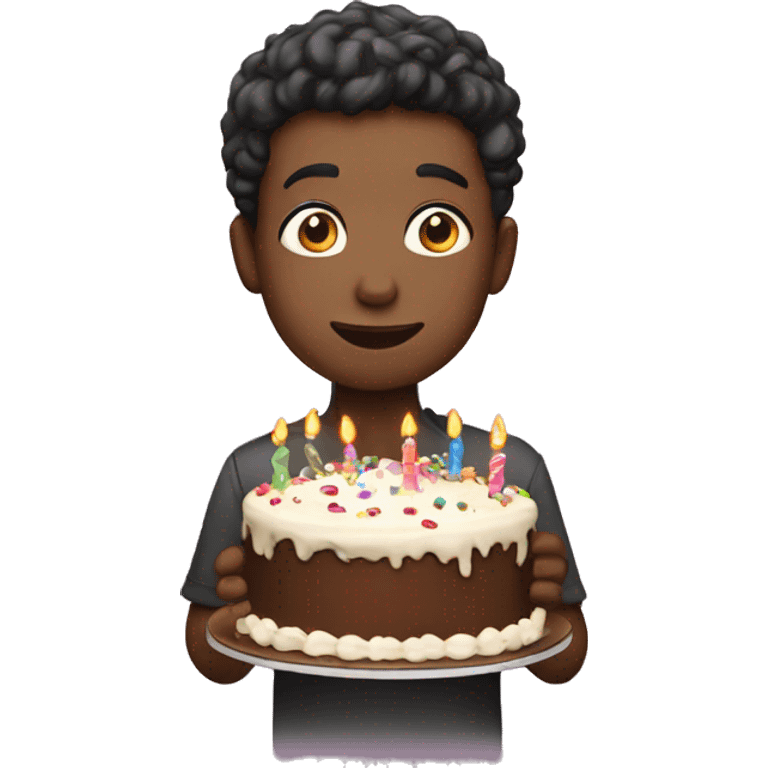 a boy with a birthday cake  emoji