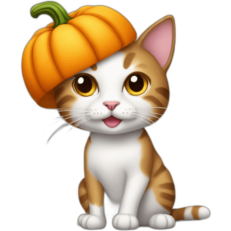 cat with pumpkin hat emoji