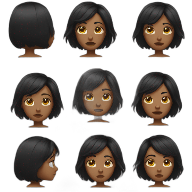 Short black hair woman cry a lot emoji