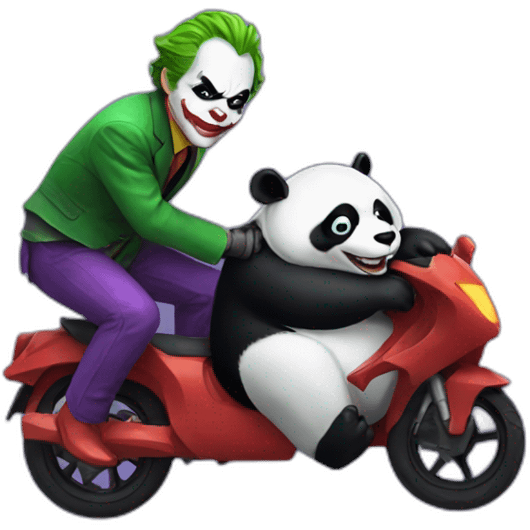 The Joker riding a panda emoji