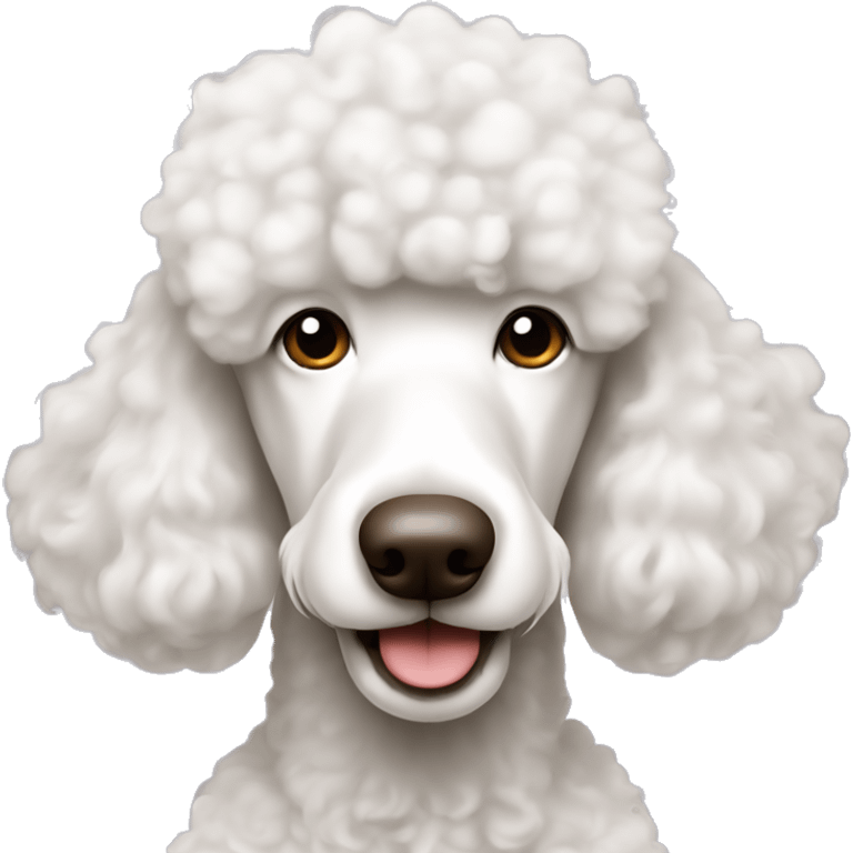 white standard poodle with brown nose  emoji