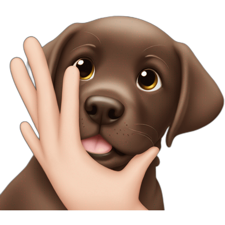 Chocolate labrador puppy give me five emoji