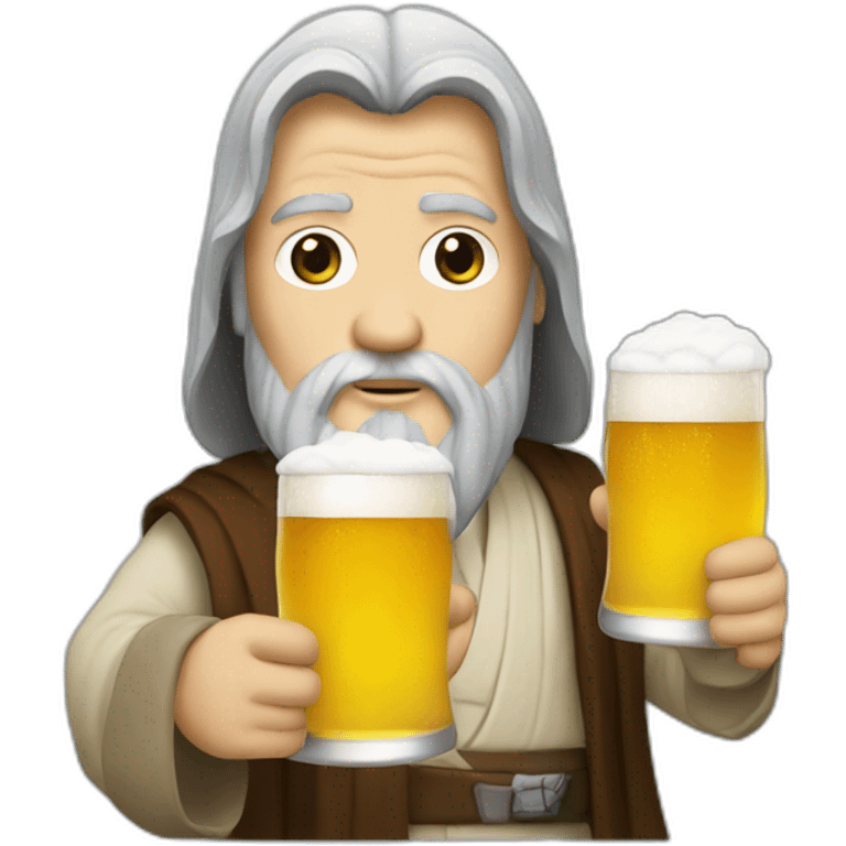 obiwan holding a beer and a computer emoji