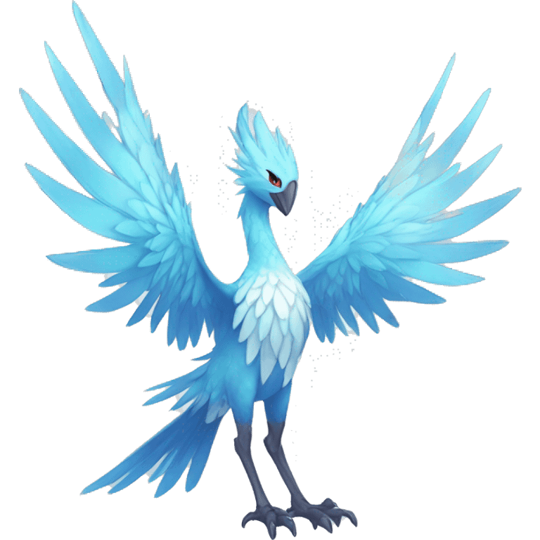 Fantasy legendary godly ice bird Cryo-snow-Phoenix Fakemon full body emoji