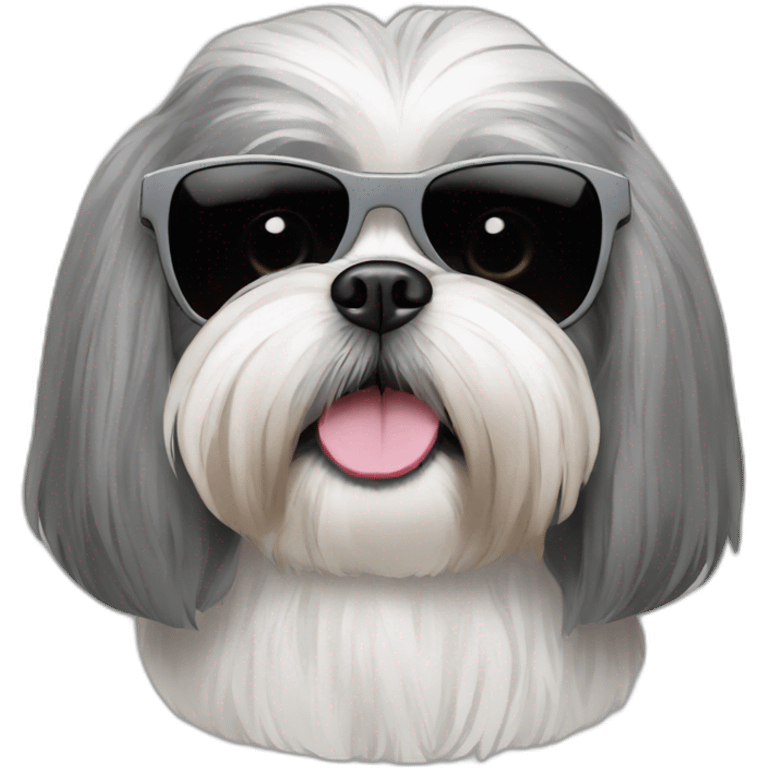 a grey shih tzu with sunglasses emoji