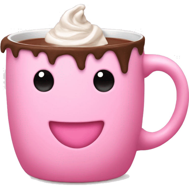 Cute pink mug with bow on the handle, hot chocolate emoji