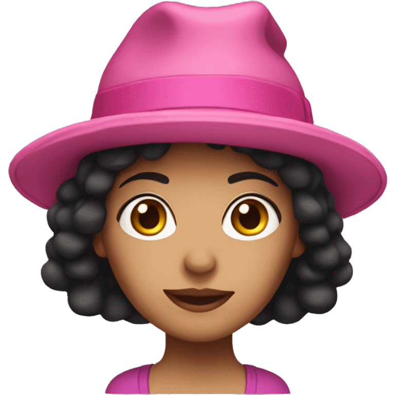 dark hair woman with pink hat emoji